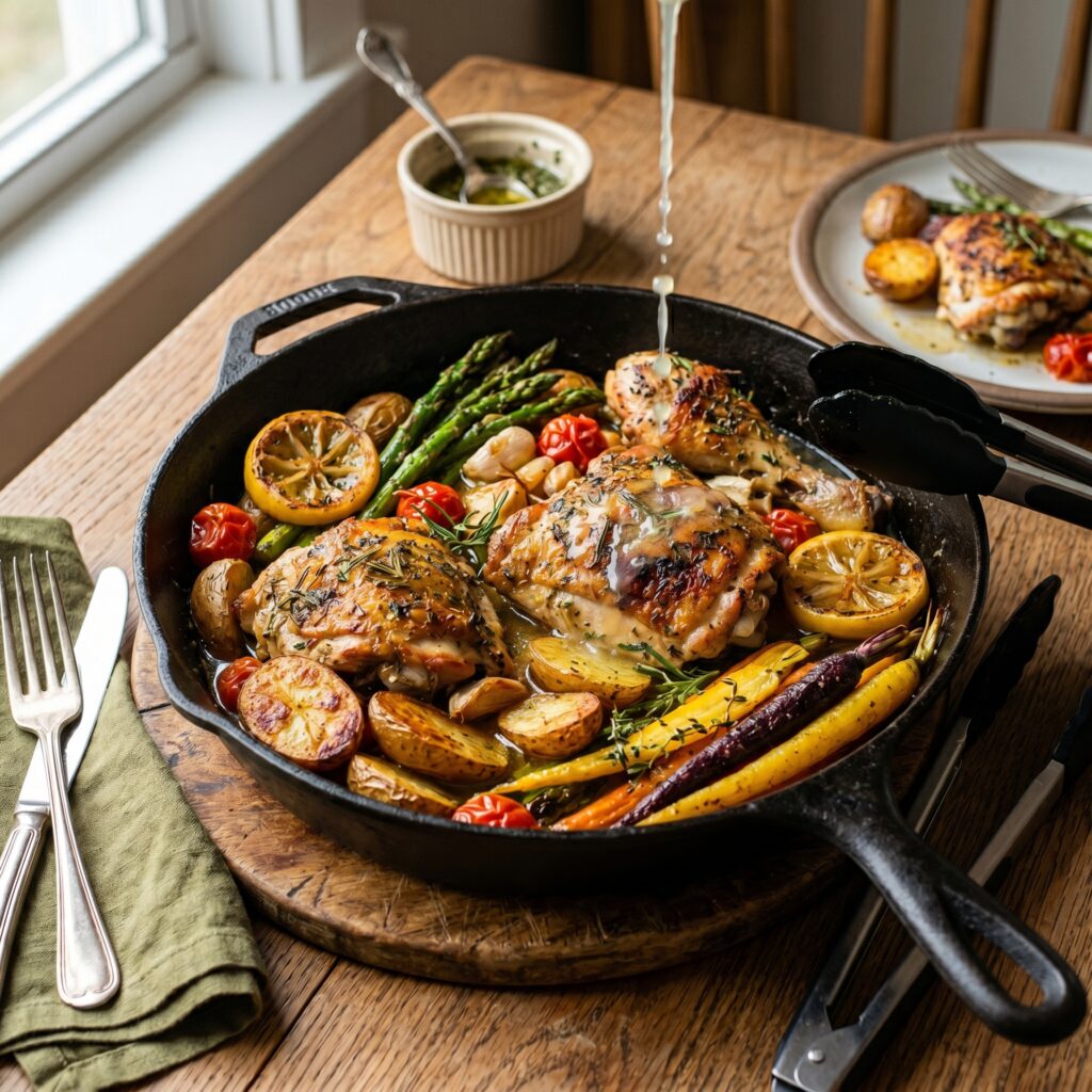 The Best One Pan Lemon Herb Chicken and Vegetables (Easy Weeknight Dinner!)