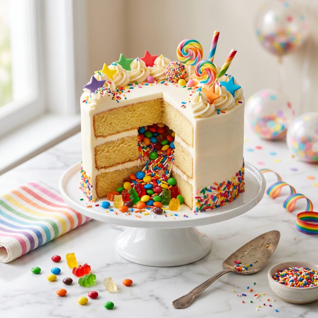 Easy Piñata Cake with Surprise Candy Filling That Kids Go Crazy For