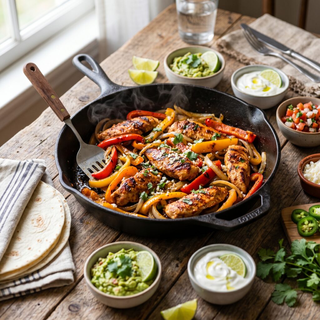Easy Skillet Chicken Fajitas with Peppers and Onions Ready in 30 Minutes