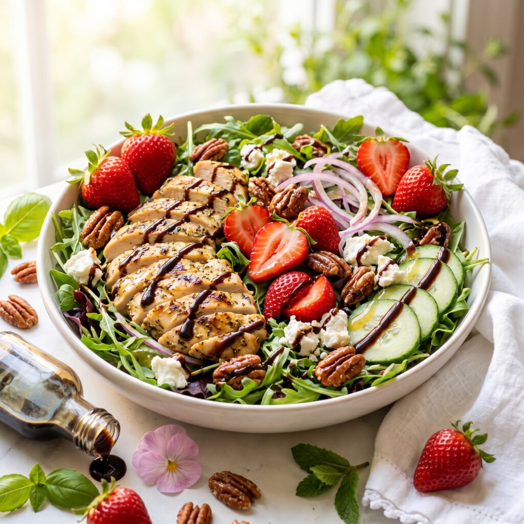 The Best Strawberry Balsamic Chicken Salad That Screams Spring