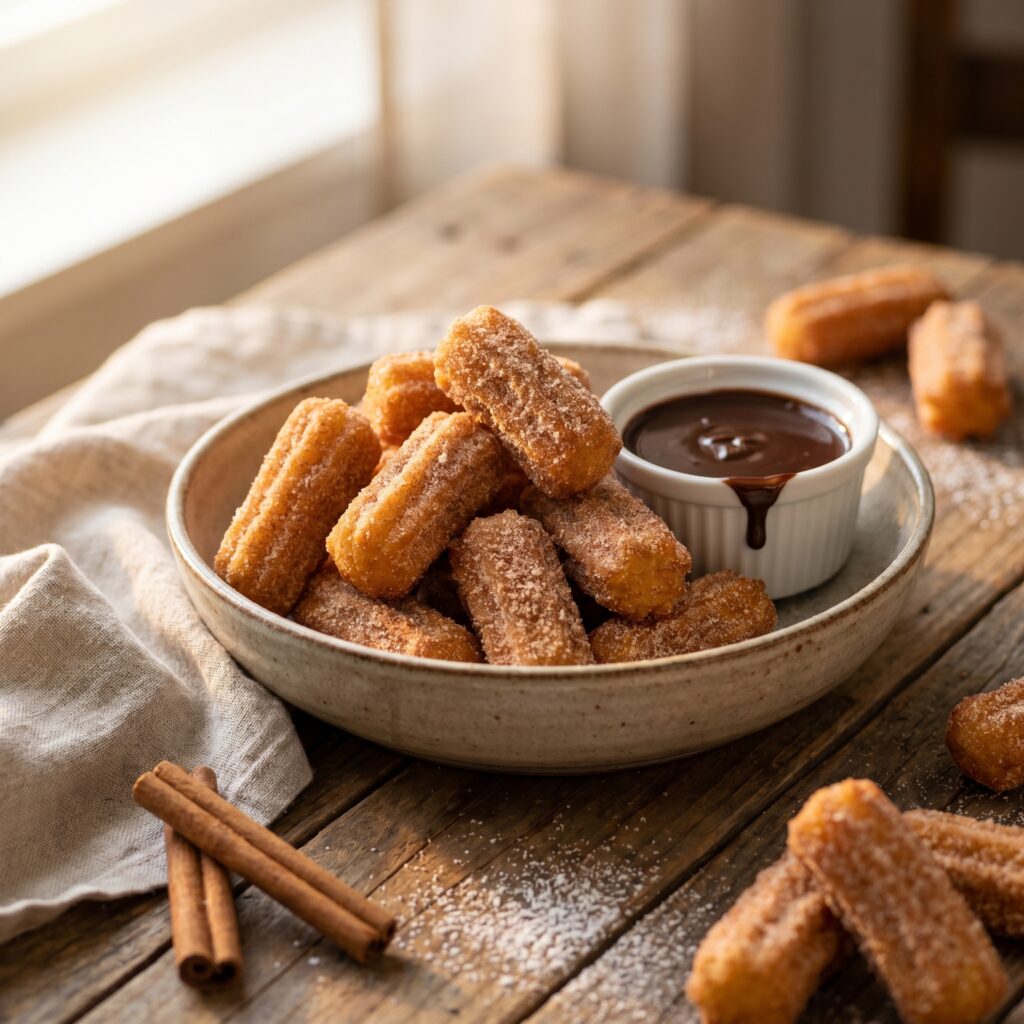 Crispy Churro Bites with Chocolate Dipping Sauce That Are Ready in 30 Minutes