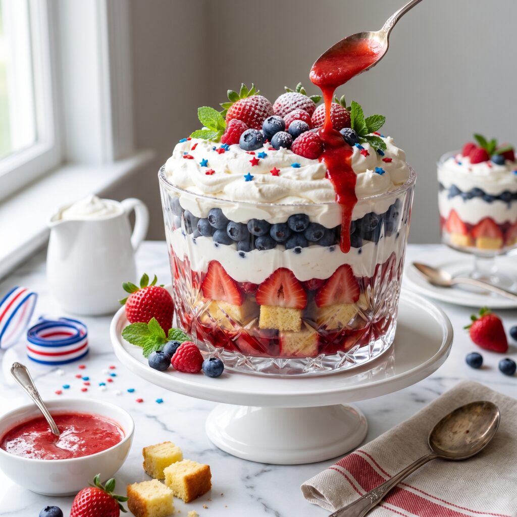 Easy Red, White, and Blue Berry Trifle for 4th of July