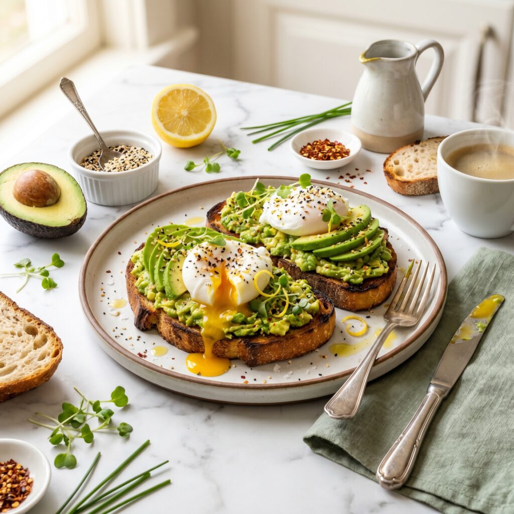 Perfect Avocado Toast with Poached Egg and Everything Bagel Seasoning That’s Better Than Any Café Version You’ve Ever Ordered