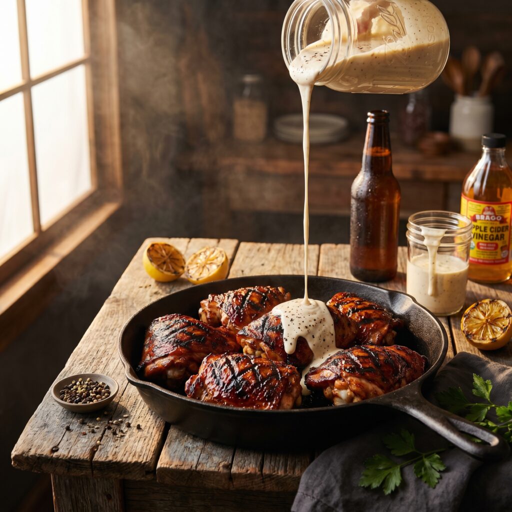 The Best BBQ Chicken Thighs with Alabama White Sauce That Will Make You Forget Every Other Barbecue Sauce You’ve Ever Used