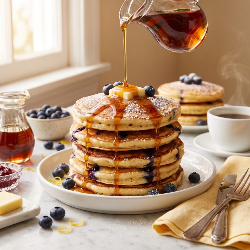 Fluffy Blueberry Buttermilk Pancakes for Brunch — The Stack Everyone Will Be Talking About Long After the Syrup Is Gone
