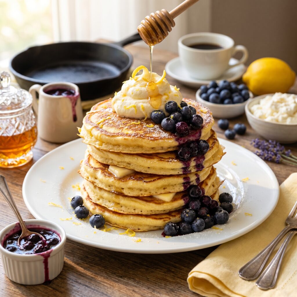 Fluffy Lemon Ricotta Pancakes with Fresh Blueberries That’ll Make You Forget the Diner Ever Existed