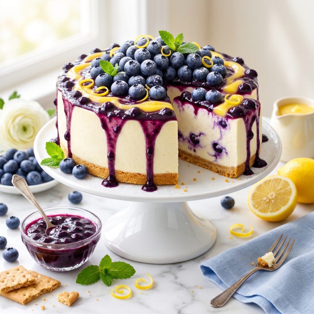 The Best No-Bake Lemon Blueberry Cheesecake That’ll Steal the Show Every Time