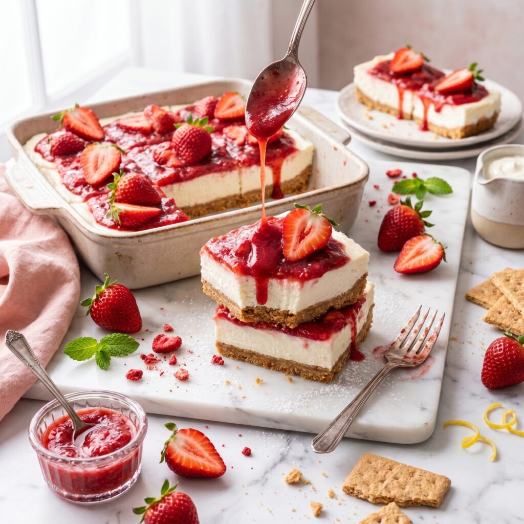 No-Bake Strawberry Cheesecake Bars That Are Summer Perfection