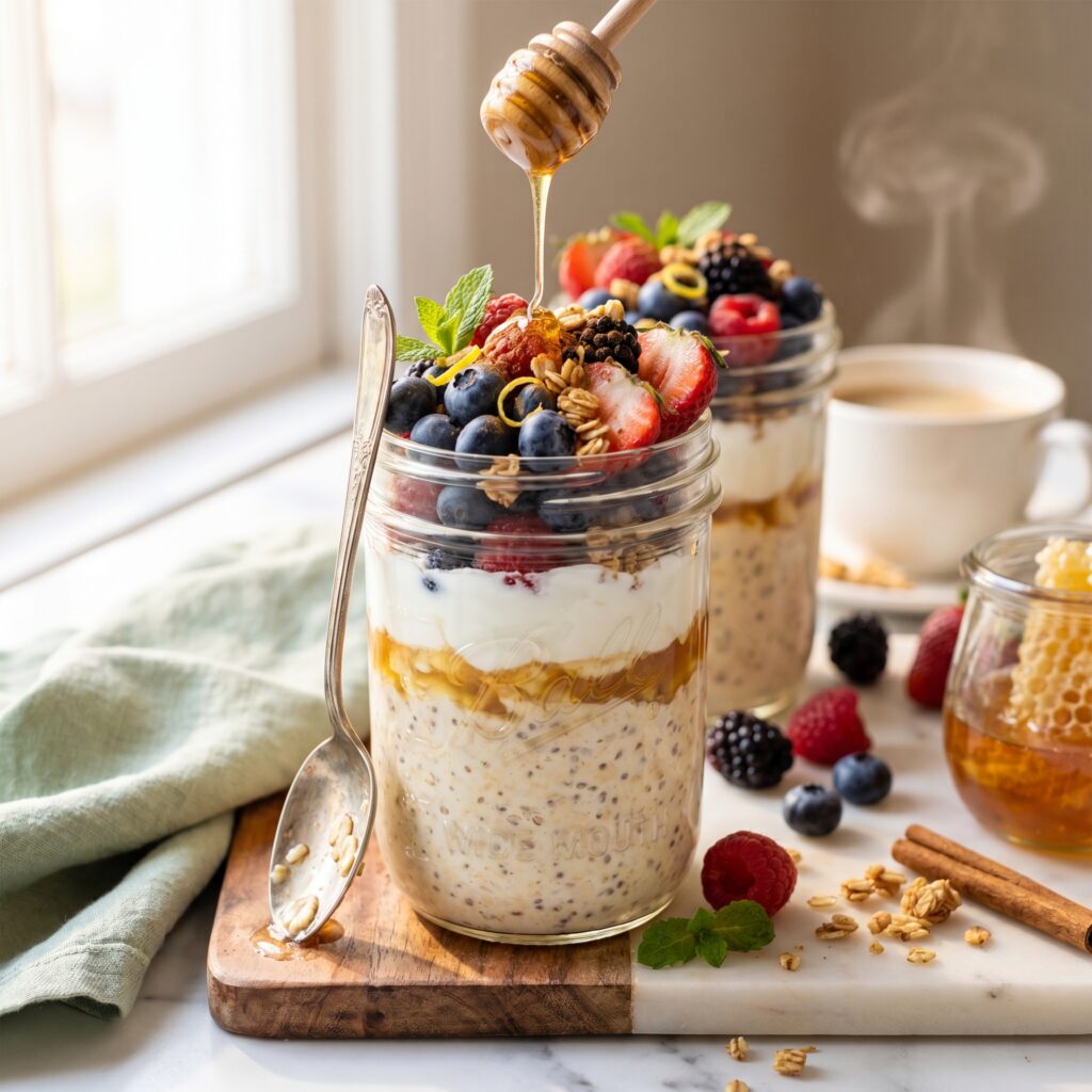 Easy Overnight Oats with Fresh Berries and Honey That Make Busy Mornings Completely Effortless