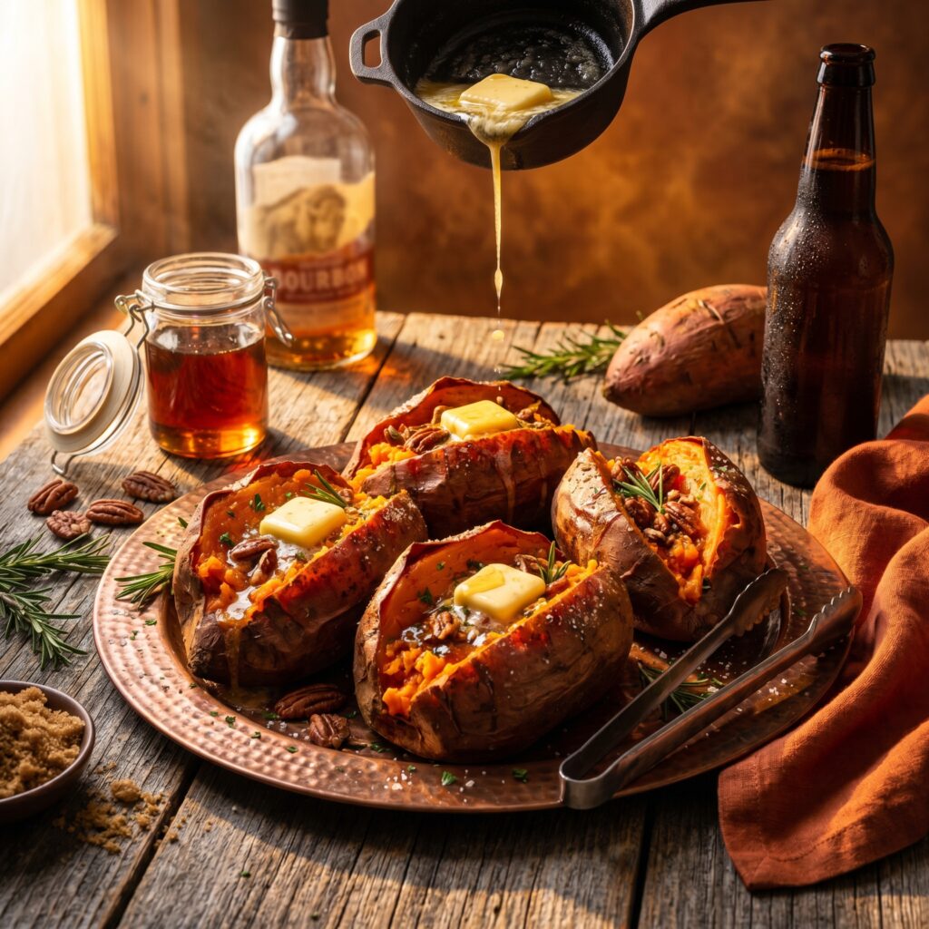 Smoked Sweet Potatoes with Maple Bourbon Butter — The Showstopping Side Dish That Steals the Whole Cookout