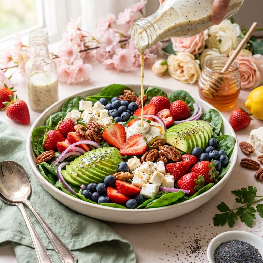 The Best Spring Strawberry Spinach Salad with Poppy Seed Dressing That’s Ready in 15 Minutes