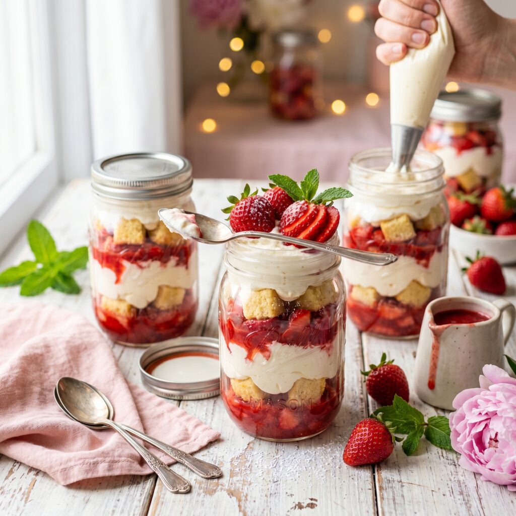 Strawberry Shortcake Trifle in a Jar That’s Perfect for Parties